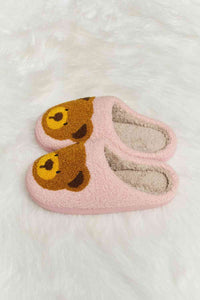 Thumbnail for Melody Teddy Bear Print Plush Slide Slippers