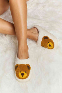 Thumbnail for Melody Teddy Bear Print Plush Slide Slippers