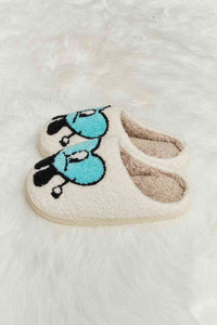 Thumbnail for Melody Love Heart Print Plush Slippers