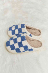 Thumbnail for Melody Checkered Print Plush Slide Slippers