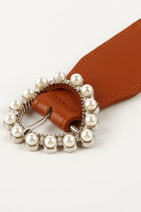 Thumbnail for Pearl Heart Buckle Elastic Belt