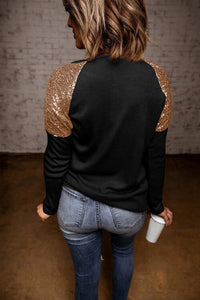 Thumbnail for Santa Sequin Long Sleeve Round Neck Top