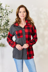 Thumbnail for Heimish Full Size Plaid Button Down Shacket