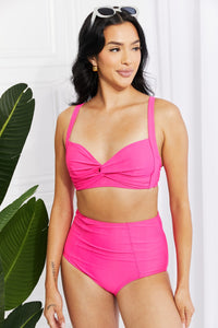 Thumbnail for Marina West Swim Take A Dip Twist High-Rise Bikini in Pink