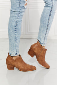 Thumbnail for MMShoes Trust Yourself Embroidered Crossover Cowboy Bootie in Caramel